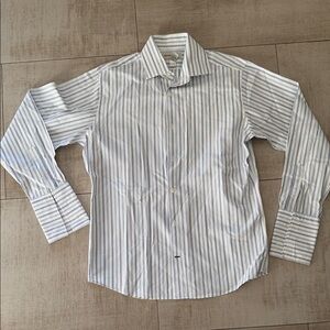 Banana Republic Blue and White Striped Men’s Dress Shirt Sz 16-16 1/2. Large